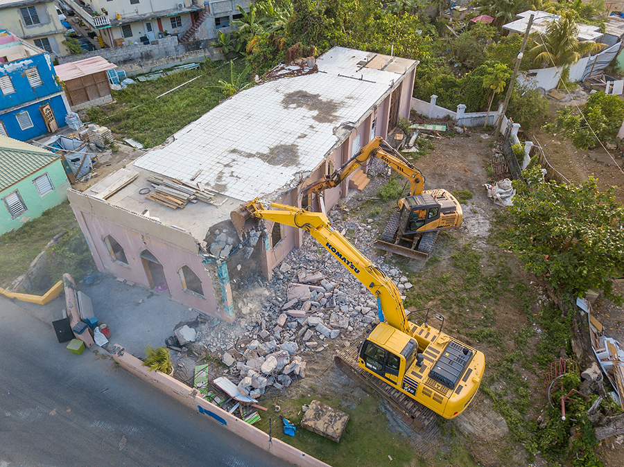 In Tortola Oldest Adventist Church Destroyed By Hurricanes Is   Tortola0 Road Town Church Drone 